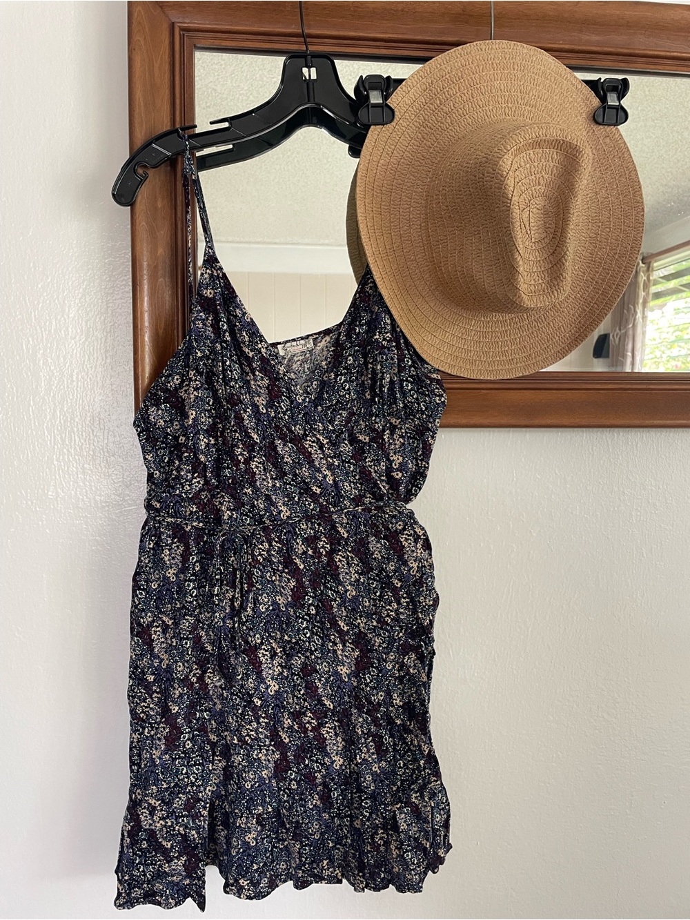 Free People Navy Floral Mini Wrap Dress